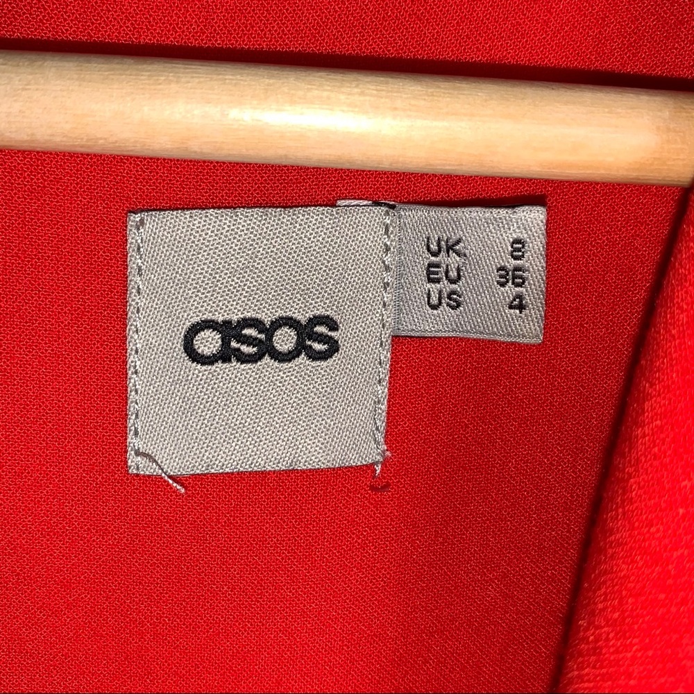 ASOS red short sleeve pleated hem shift dress - Picture 4 of 5